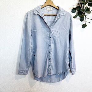 Cloth & Stone- Blue Tencel Button Down Long Sleeve - S